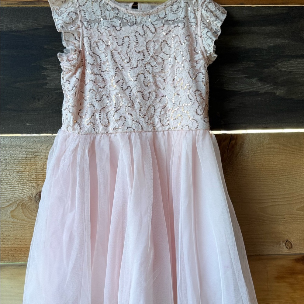 Cat & Jack Pink Sequin Lace and Tulle Party Dress